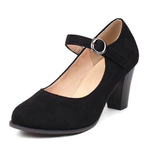 BUTITI  Black Block-Heel Round-Toe Pump in Size 10 New Retail $180 - Picture 3 of 8